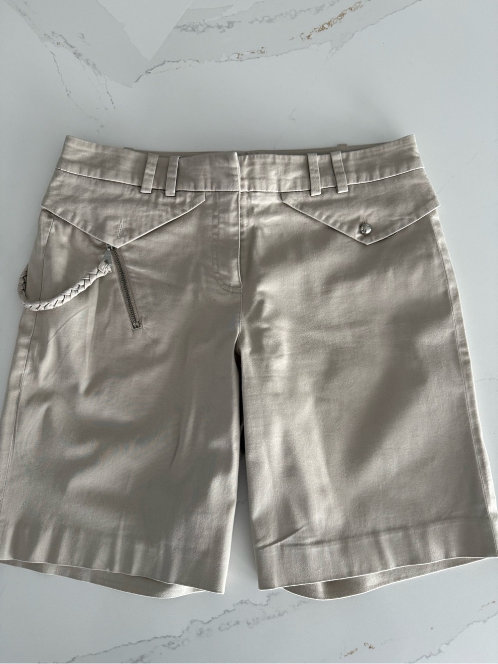 Women's Khaki Tailored Bermuda Shorts